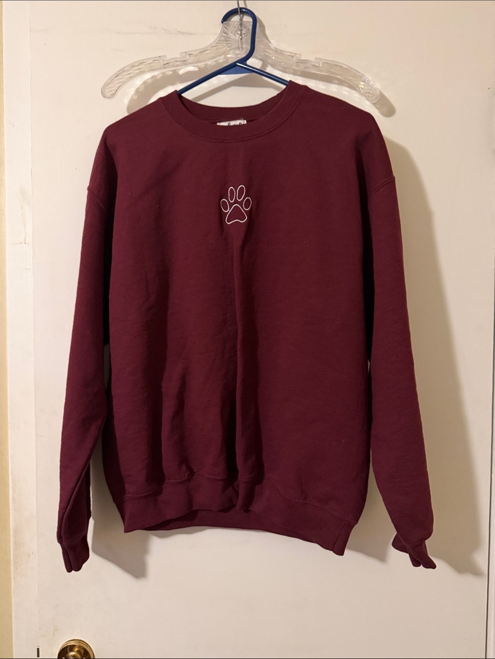 Women's Maroon Crewneck Sweatshirt with Paw Embroidery